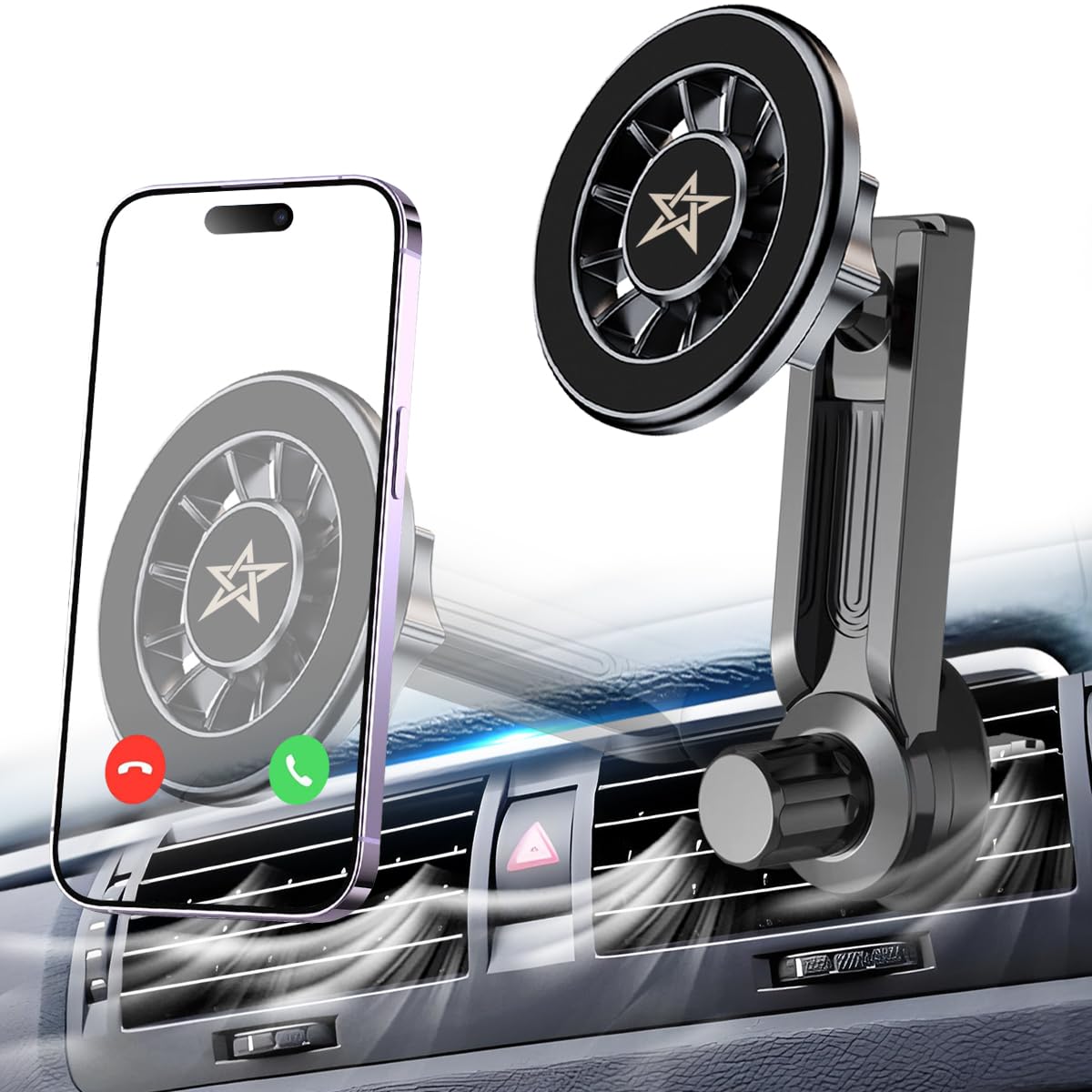 Bacarder for MagSafe Car Mount - 360° Rotation Strong Magnetic Phone Holder for Car Air Vent Compatible iPhone 15 14 13 12 Plus Pro MaxSamsung - MagSafe Case Bracket